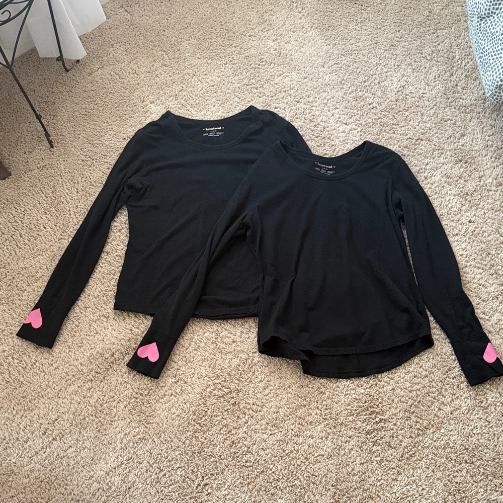 Heart Soul Black Under-Scrub Top with Pink Accents & thumb holes